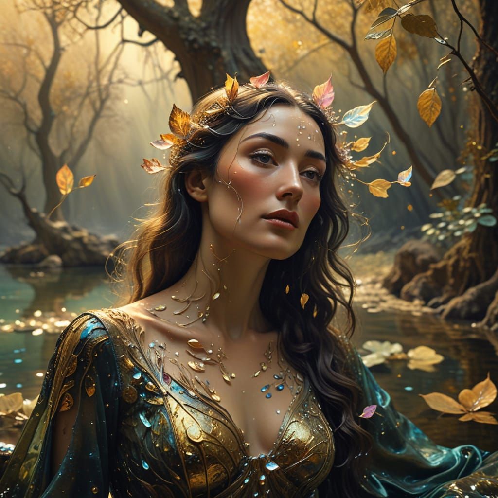 Surreal Figure Steps into Enchanted Realm with Vibrant Trees...