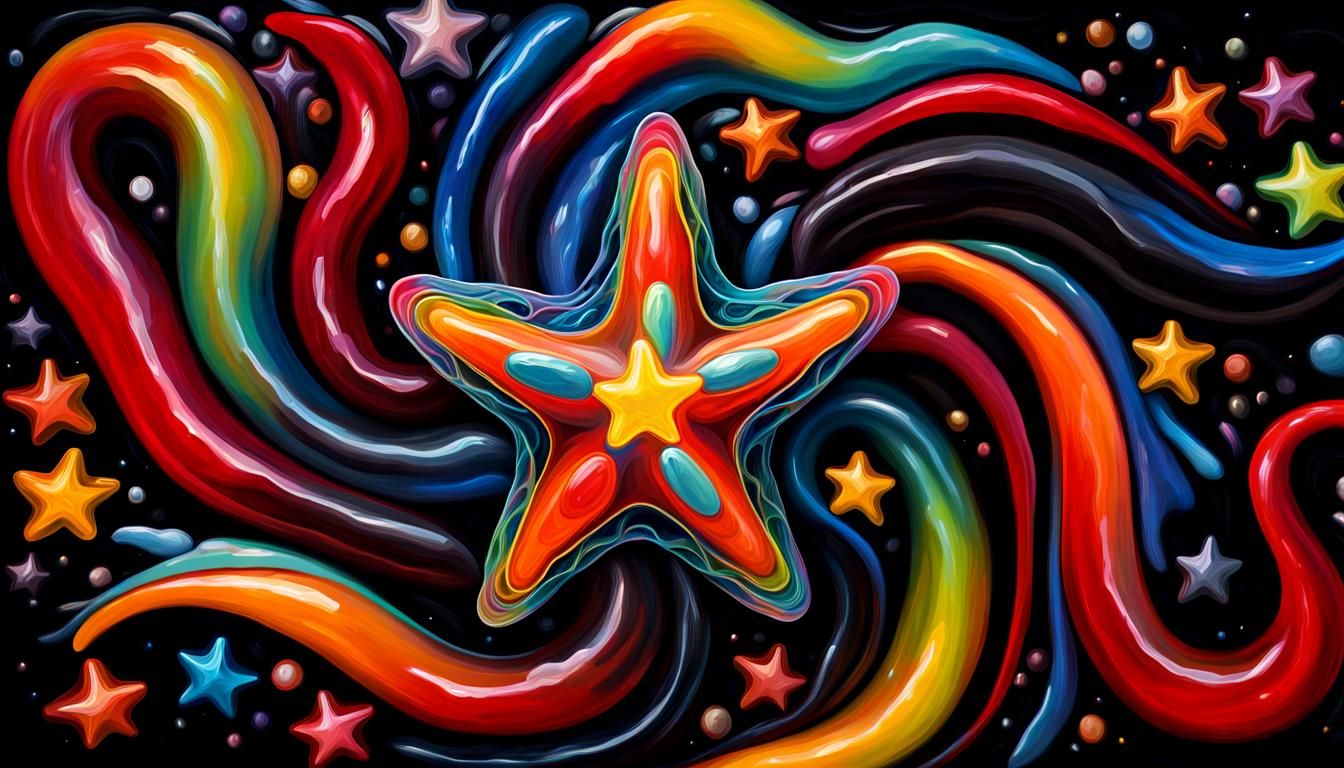 Electromagnetic Starscape in Impasto Oil Paint Style