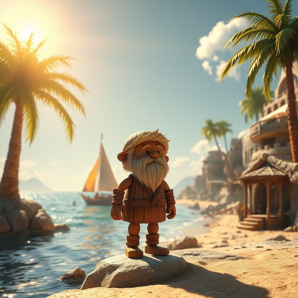 Dreamlike Whimsy on a Sunny Sea Shore