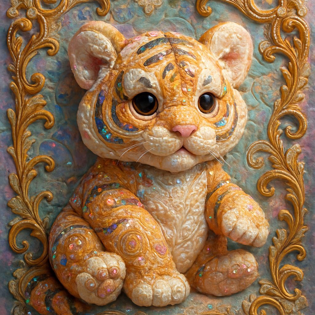 Dreamcore Tiger Sculpture in Quilted Fabrics