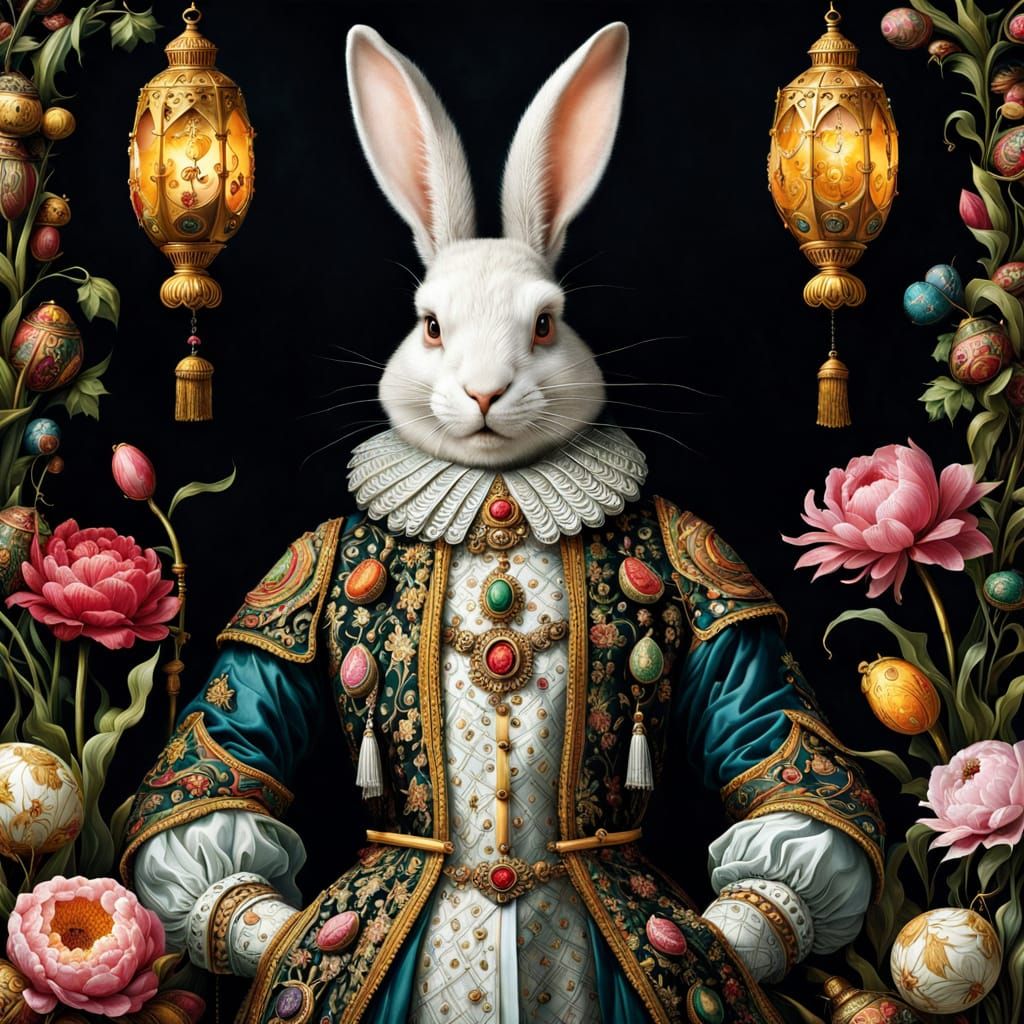 Mystical Easter Bunny in Baroque Splendor