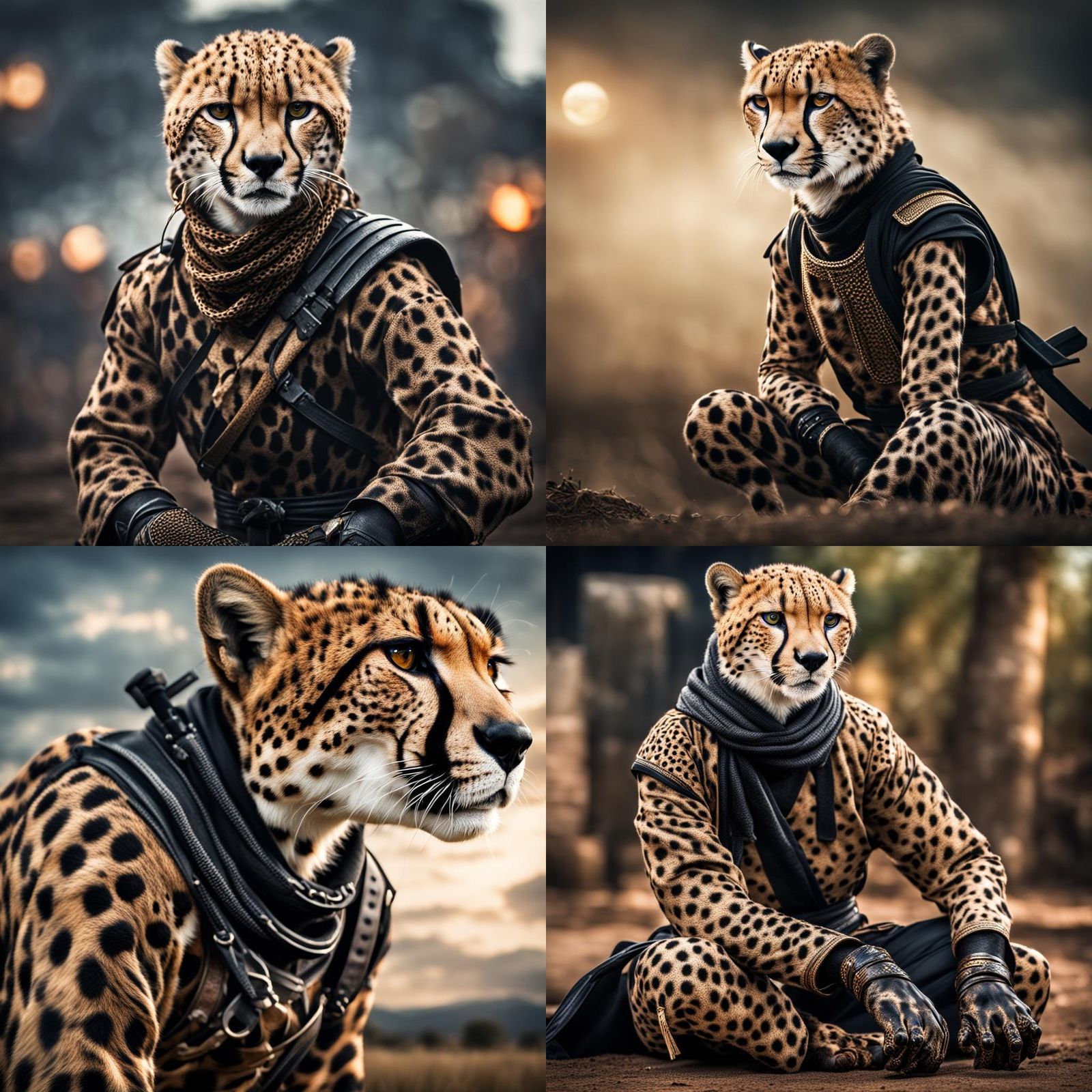Cheetah in Ninja Costume: Hyperrealistic Rendering