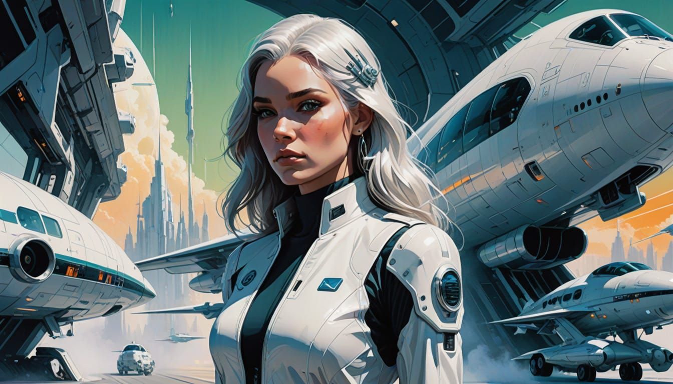 Sleek Lady of the Skies in Retro-Futuristic Airliner