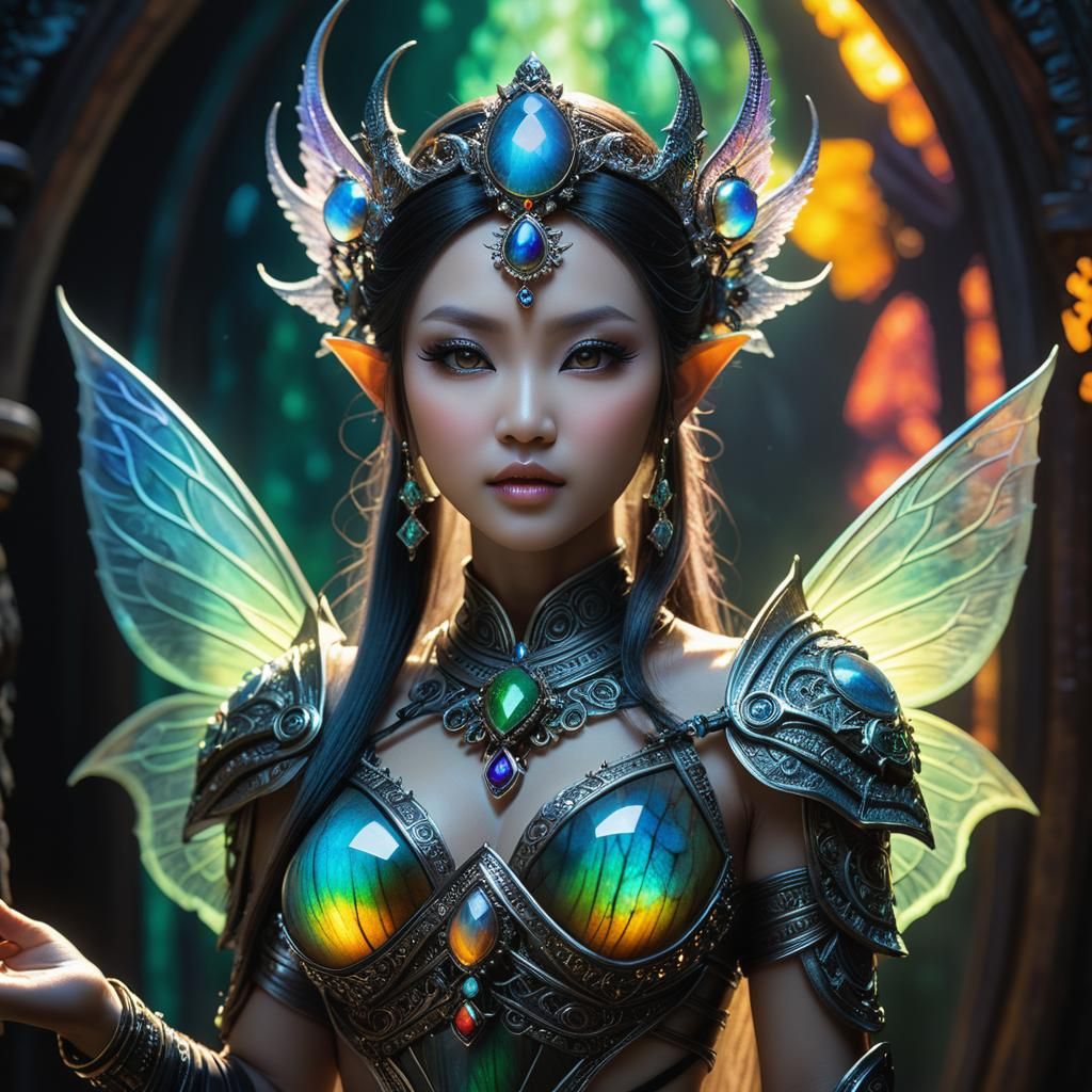 Asian Slaanesh Fairy Princess on Opal Throne