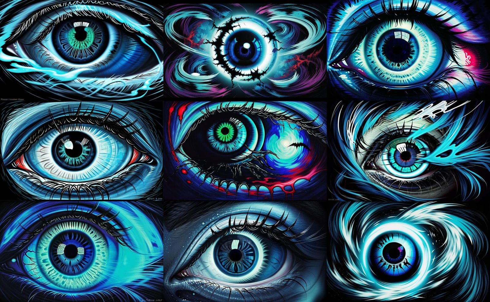 Haunting Ghost Eyeballs in Hyperrealistic Anime Art