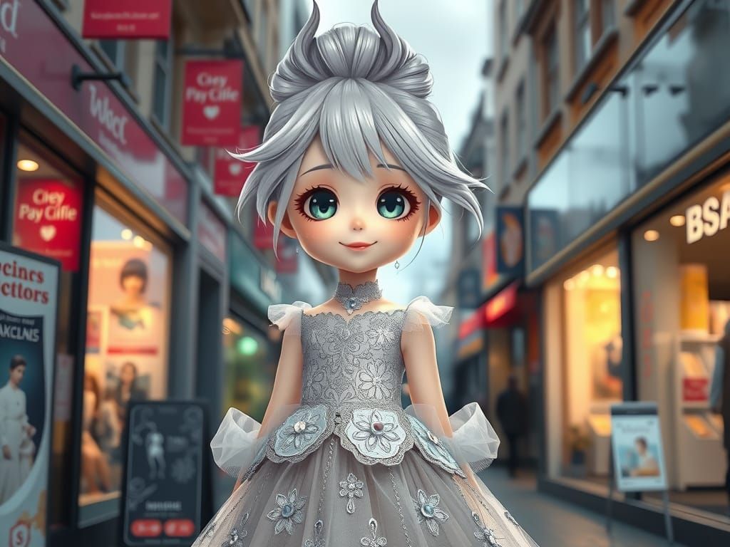 Anime Princess in London Shopping Street