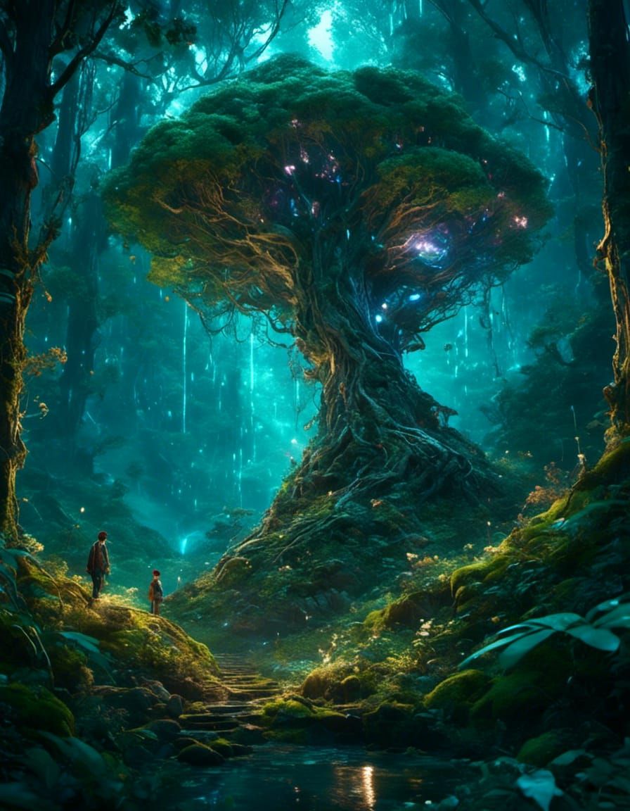 Alien Sneaking in Symbolic Woodland: Cinematic Concept Art