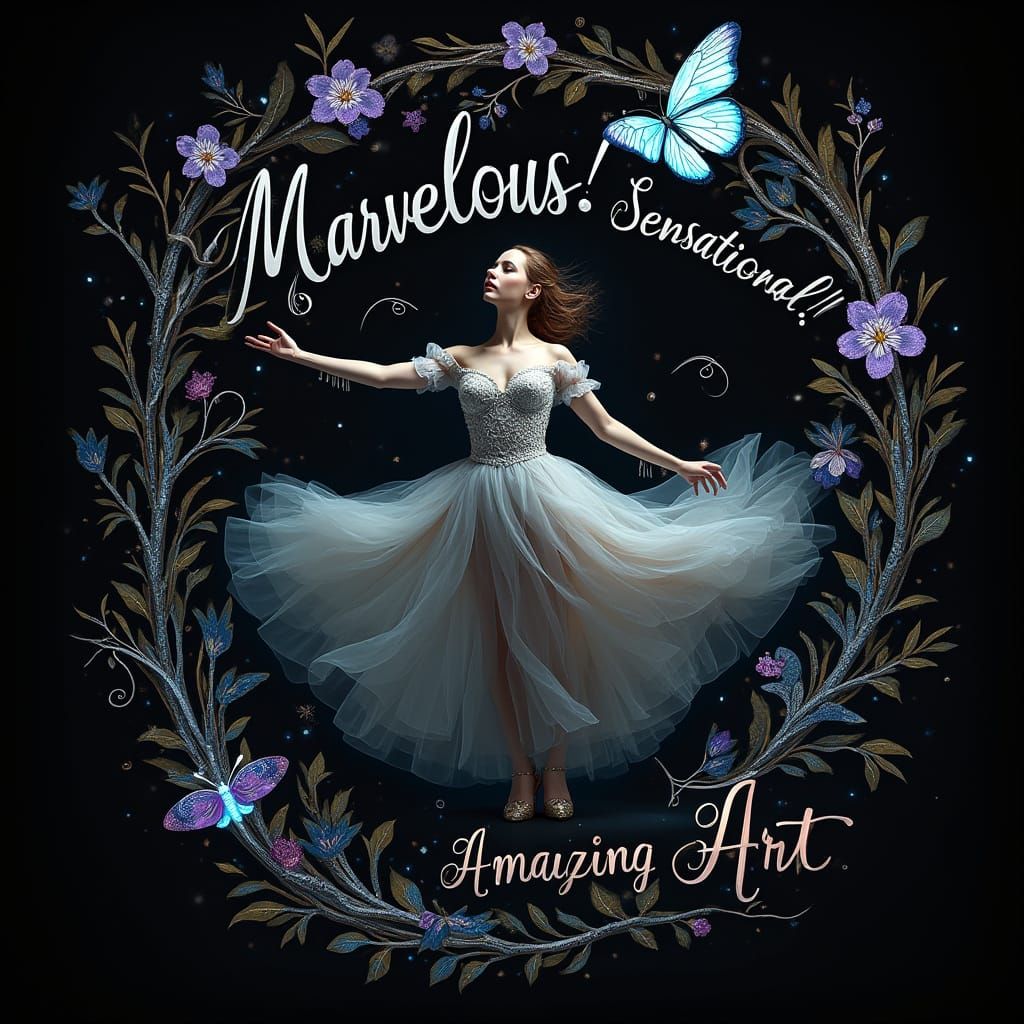 Ethereal Dancer in Whimsical Evening Gown with Glowing Accen...