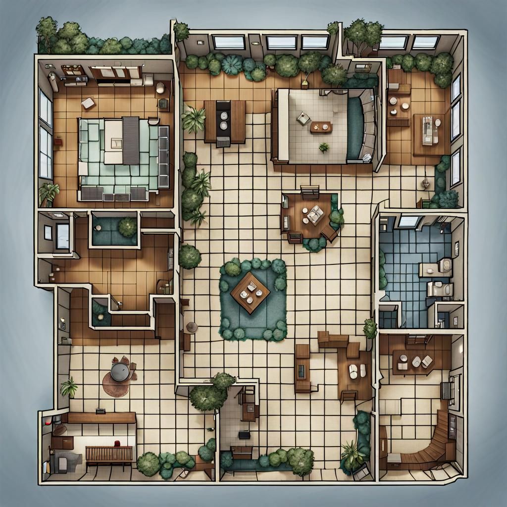 Detailed Modern Apartment D&D Battle Map
