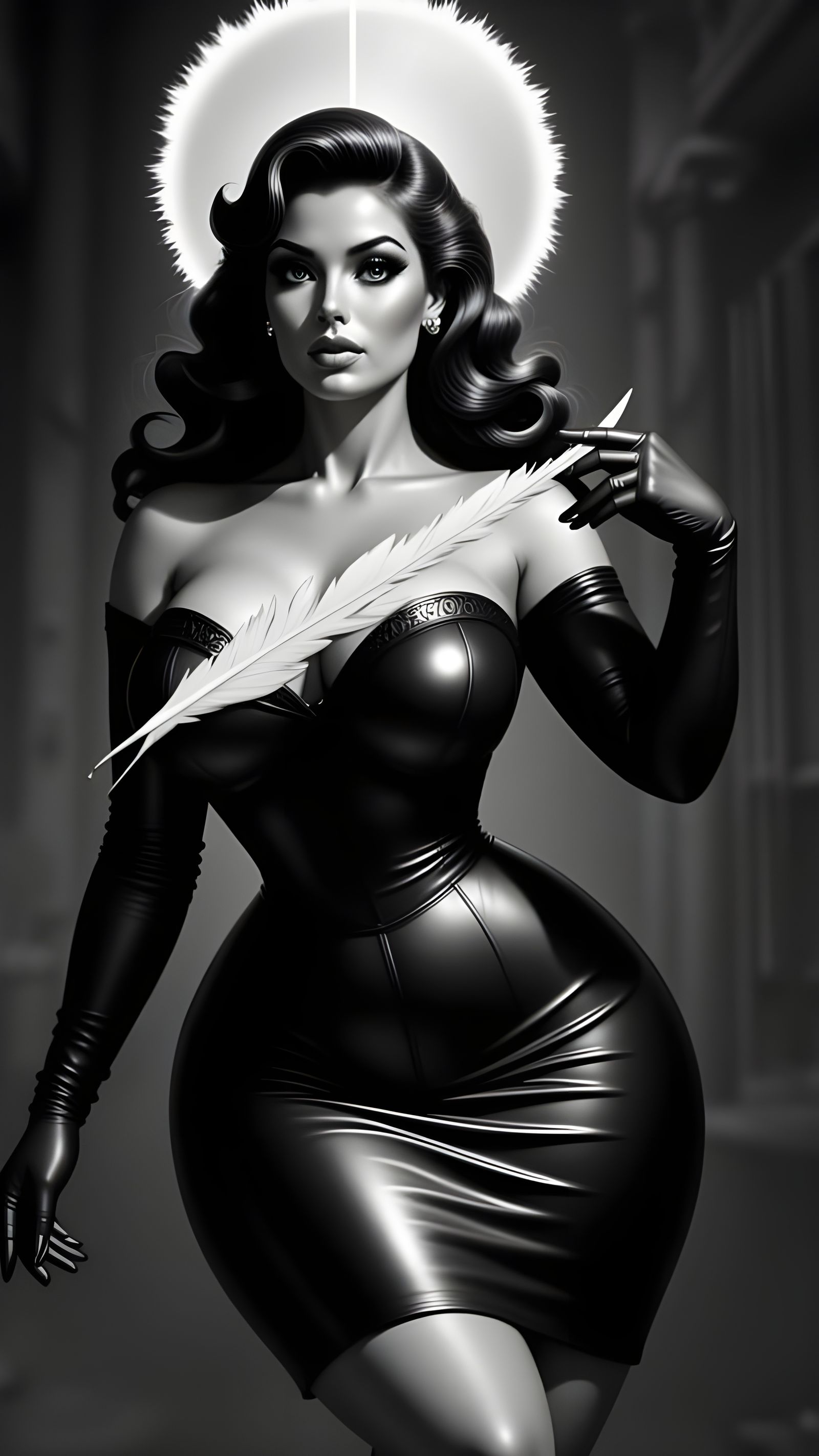 Sultry Steampunk Siren with White Eagle Feather