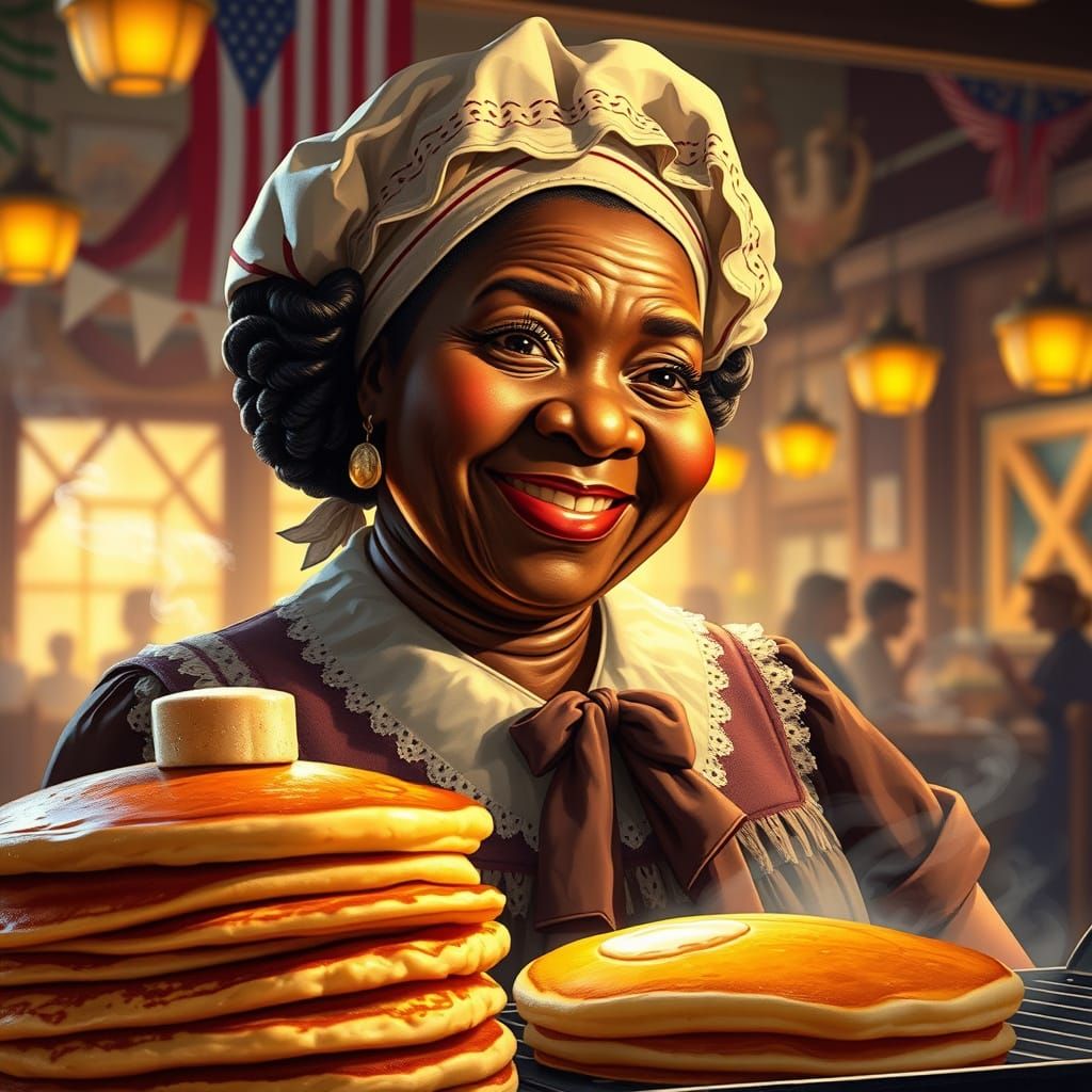 Golden-Lit Aunt Jemima in Nostalgic Americana