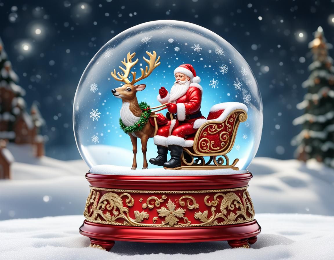 Santa Claus in Detailed Snow Globe