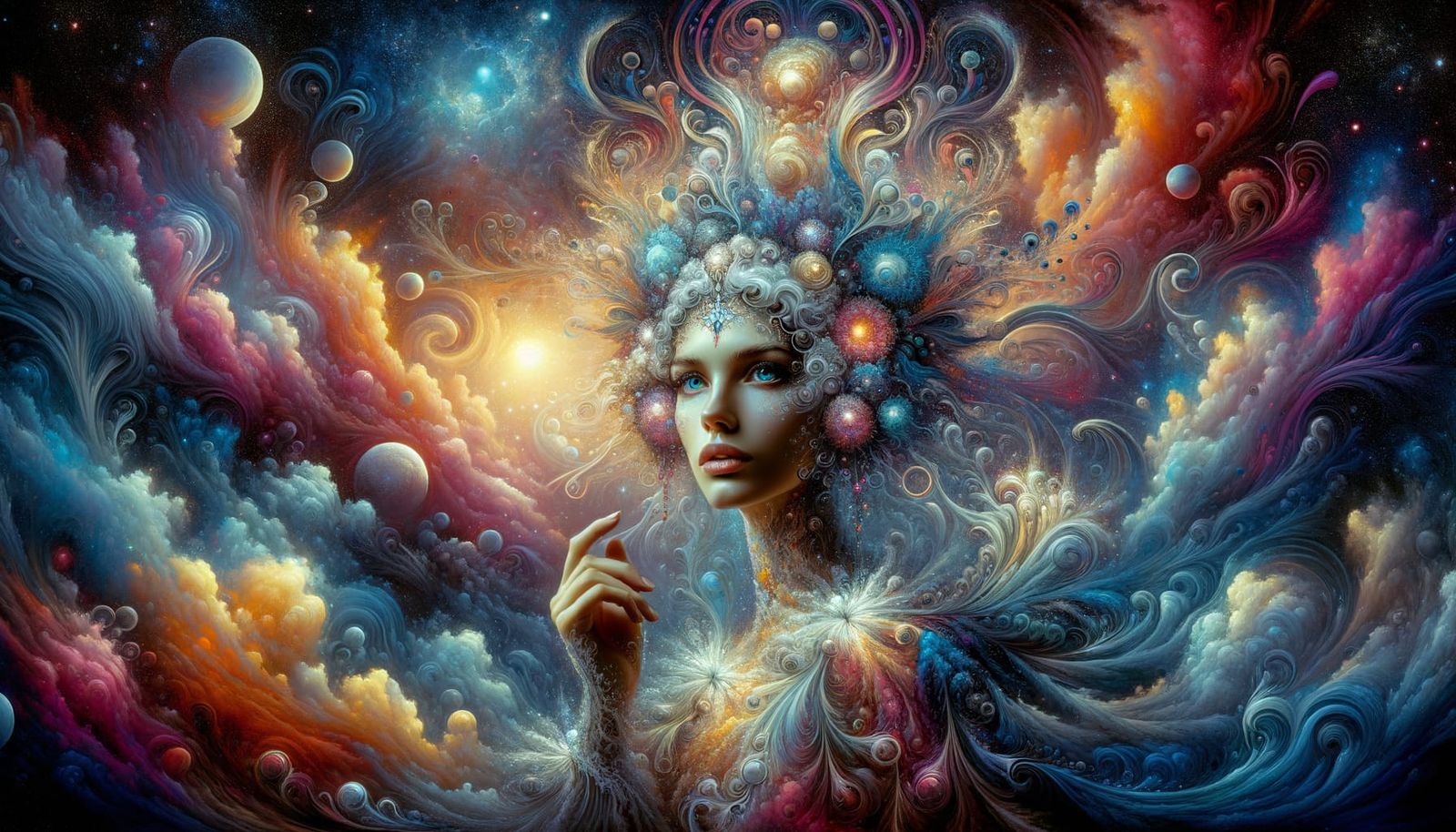 Post-Apocalyptic Wonderland Lady in Psychedelic Art Style