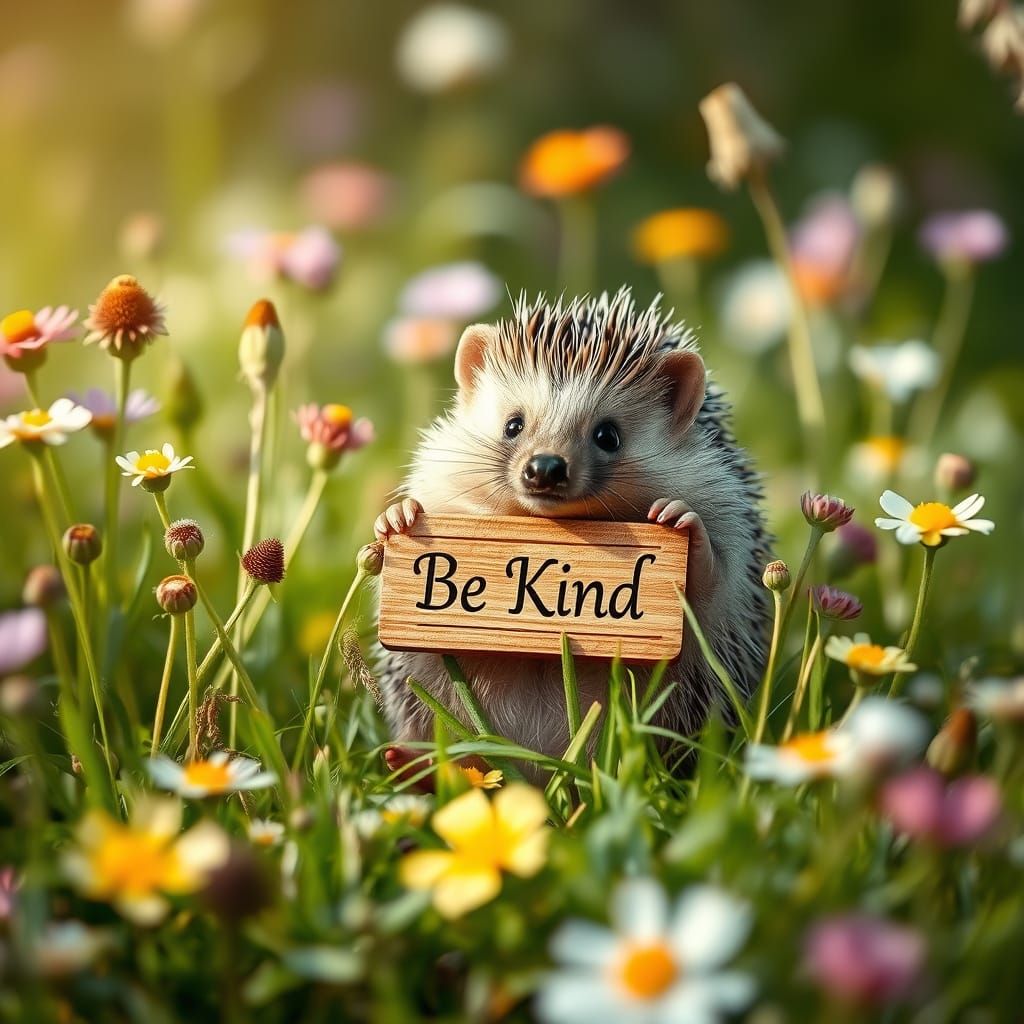 Hedgehog's Gentle Reminder: Be Kind in the Meadow