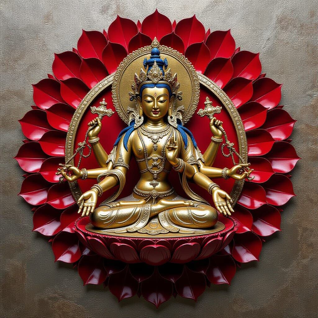 Avalokiteshvara Creates Universes From Infinite Lotus