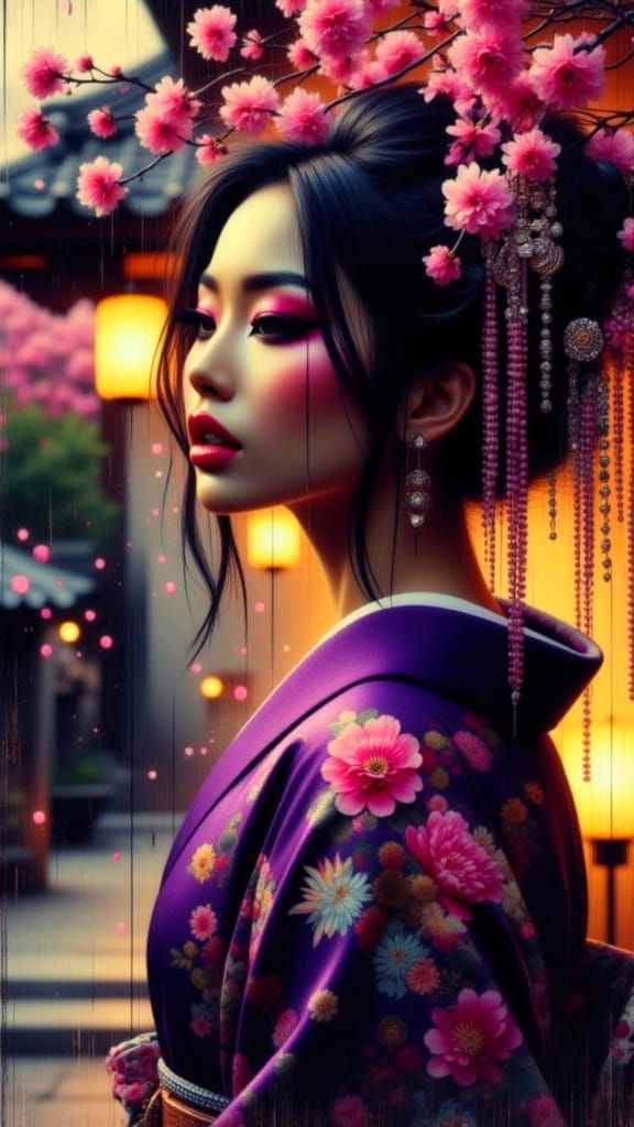 Geisha Punk Dancing in Aesthetic Chaos