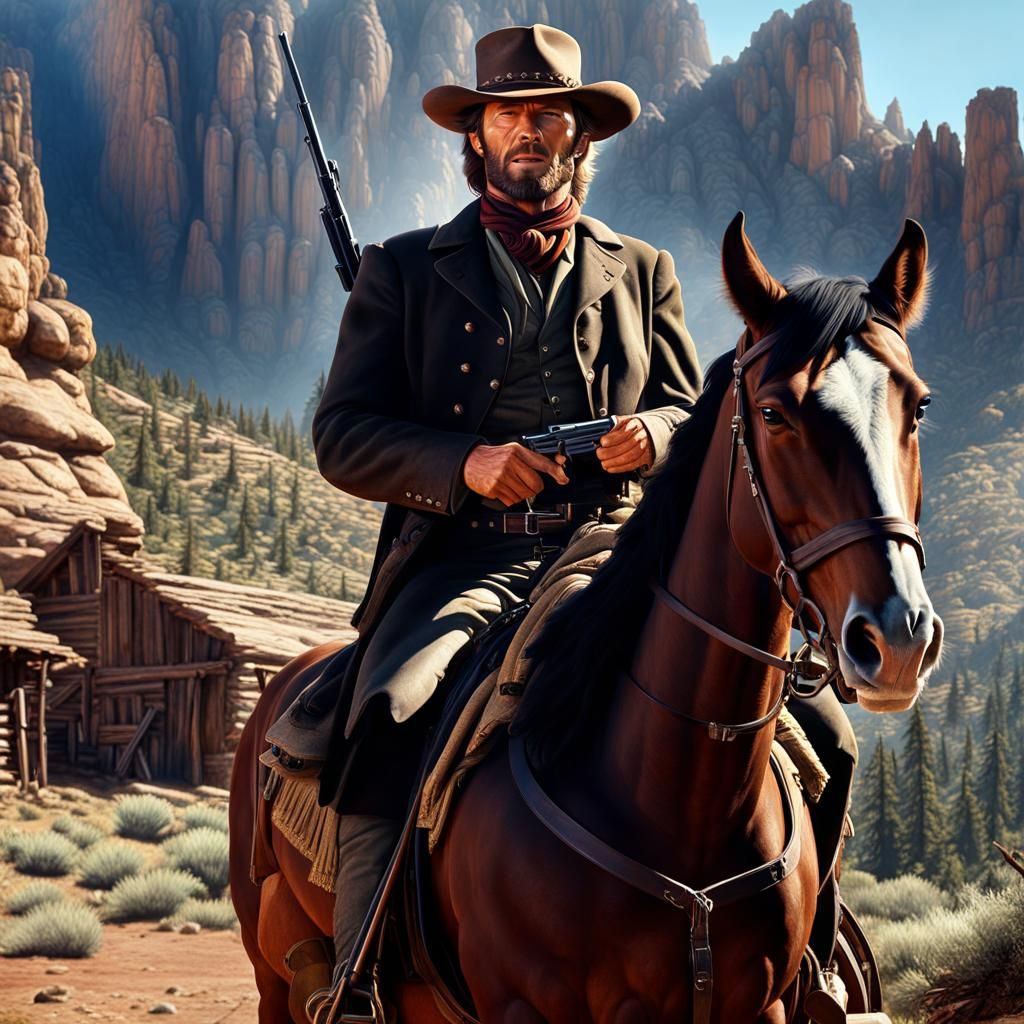 Josey Wales Matte Painting with Guns Blazing