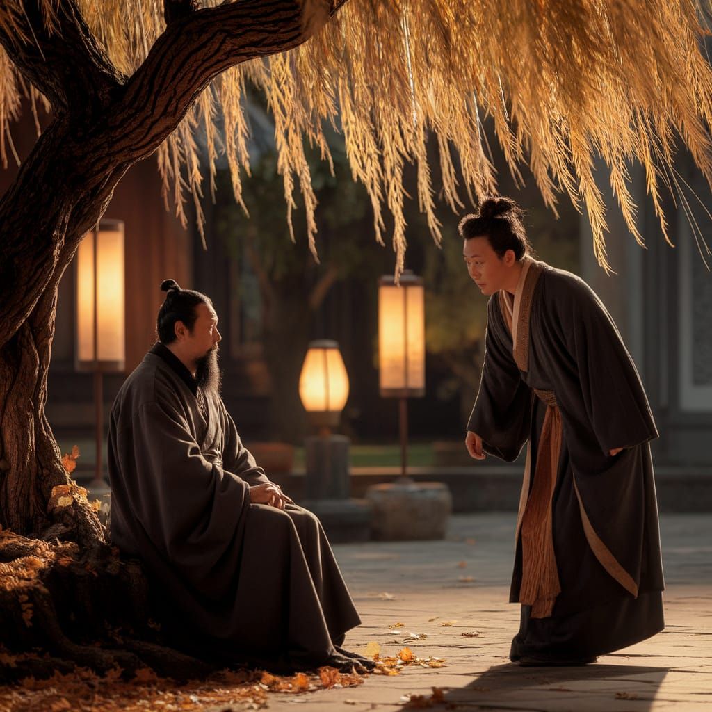Confucius and Yen Hui in Autumn Garden