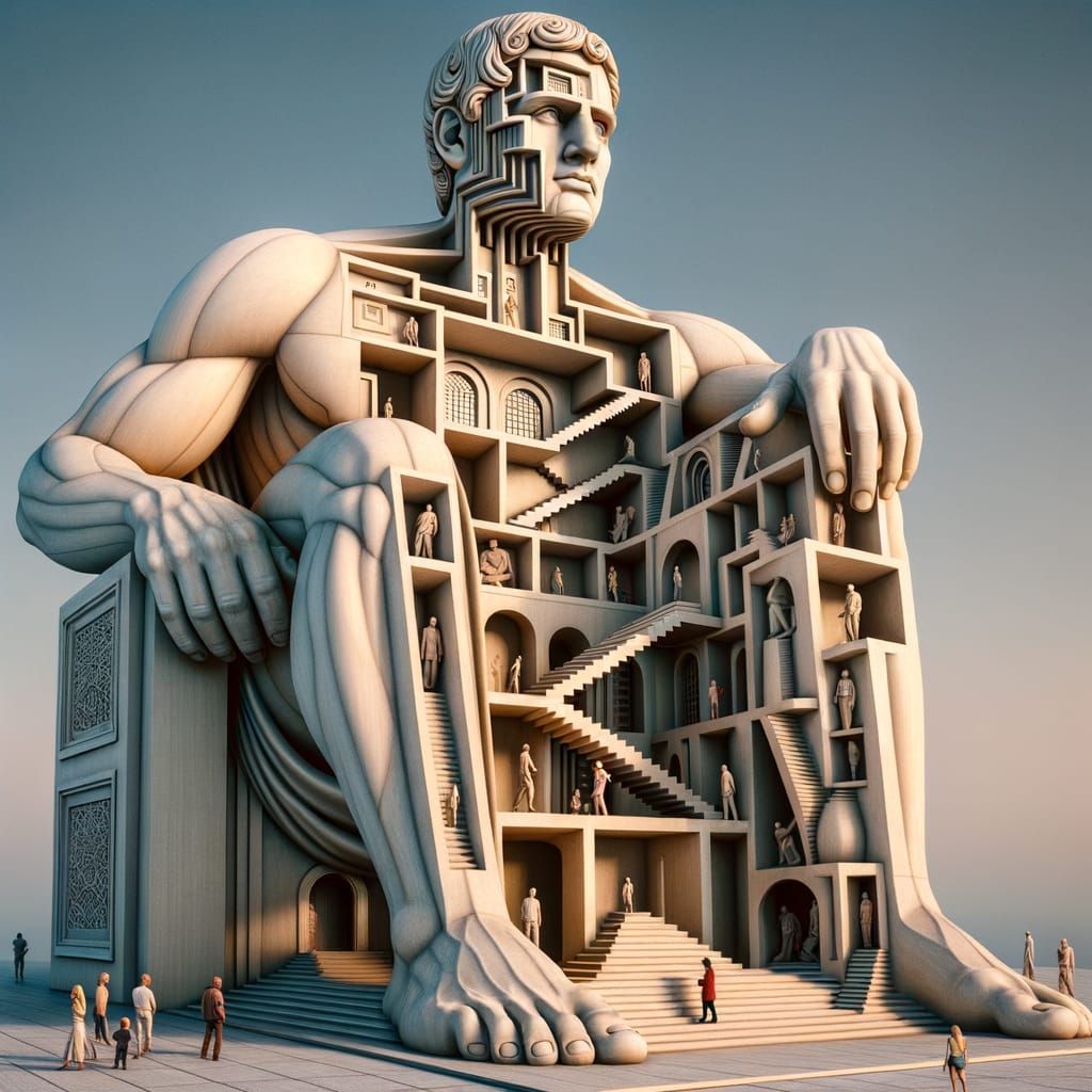 Colossal Carved Figure with Optical Illusion Interior