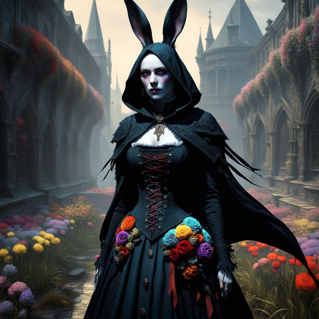 Vampire Rabbit Warrior in Gothic Renaissance Style
