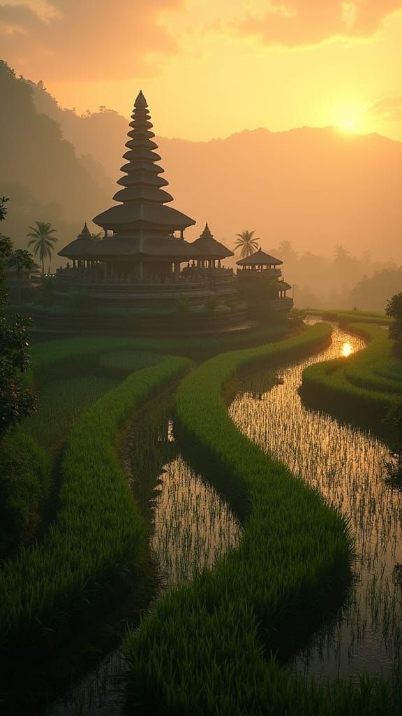 Noir-Inspired Bali Landscape at Sunset