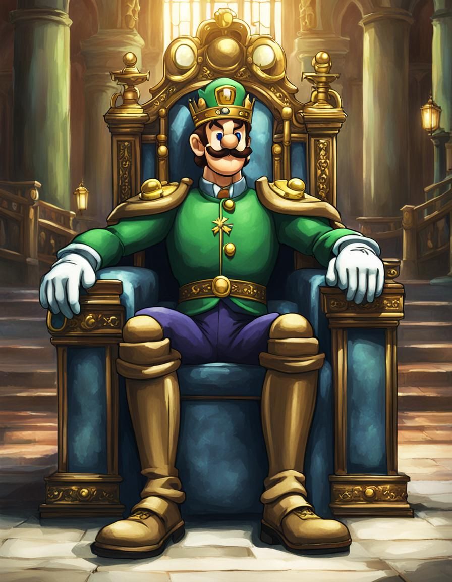 Luigi as King on His Throne