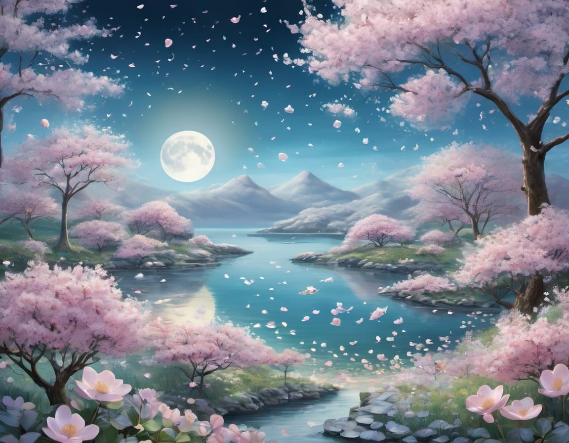 Pastel Sea Glass Airships Under Moonlight