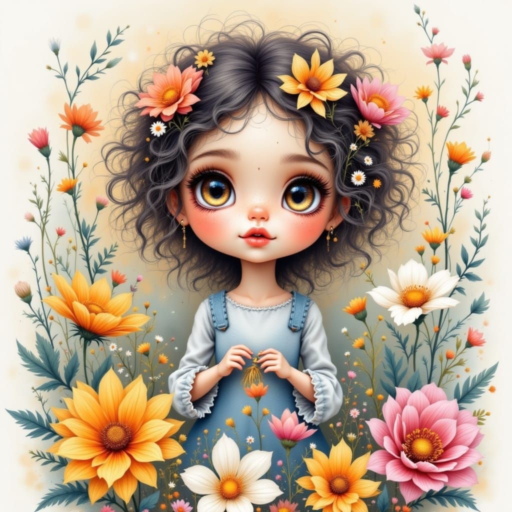 Whimsy floral inks  Blythe Doll
