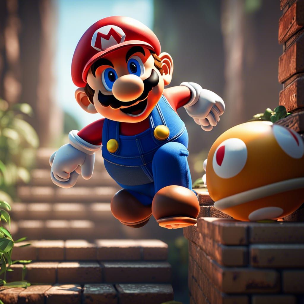 Super Mario in 3D Game Cinematic Style