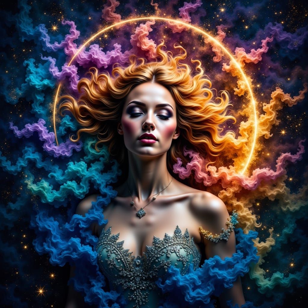 Mystical Goddess with Star Halo