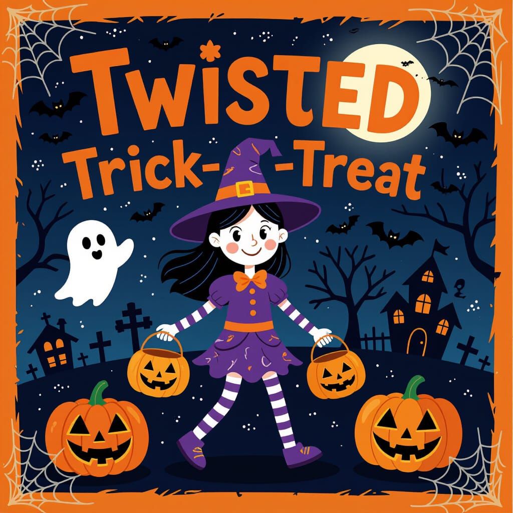 Spooky Halloween Scene with Twisted Trick-or-Treaters