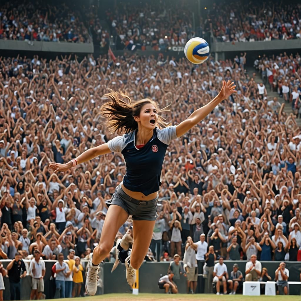 Volleyball Player in Action: Cinematic Film Still