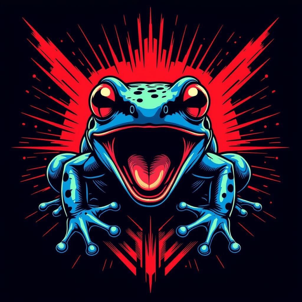Screaming Frog Sci-Fi Emblem in Futuristic Style