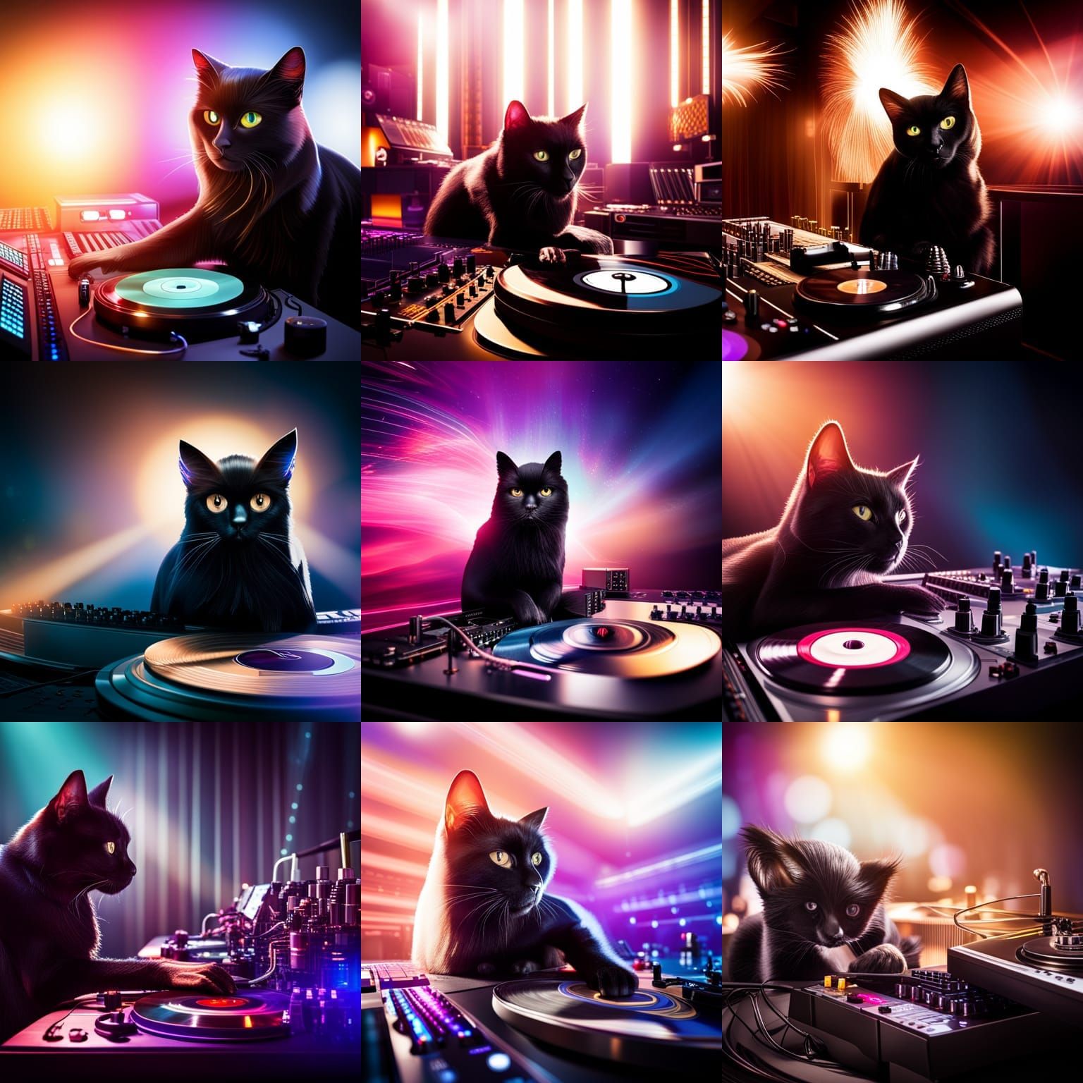 Black Cat DJing at a Nightclub
