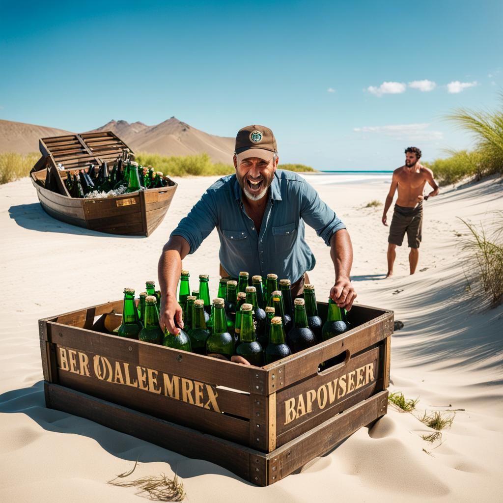 Shipwrecked Man Finds Beer on Desert Island