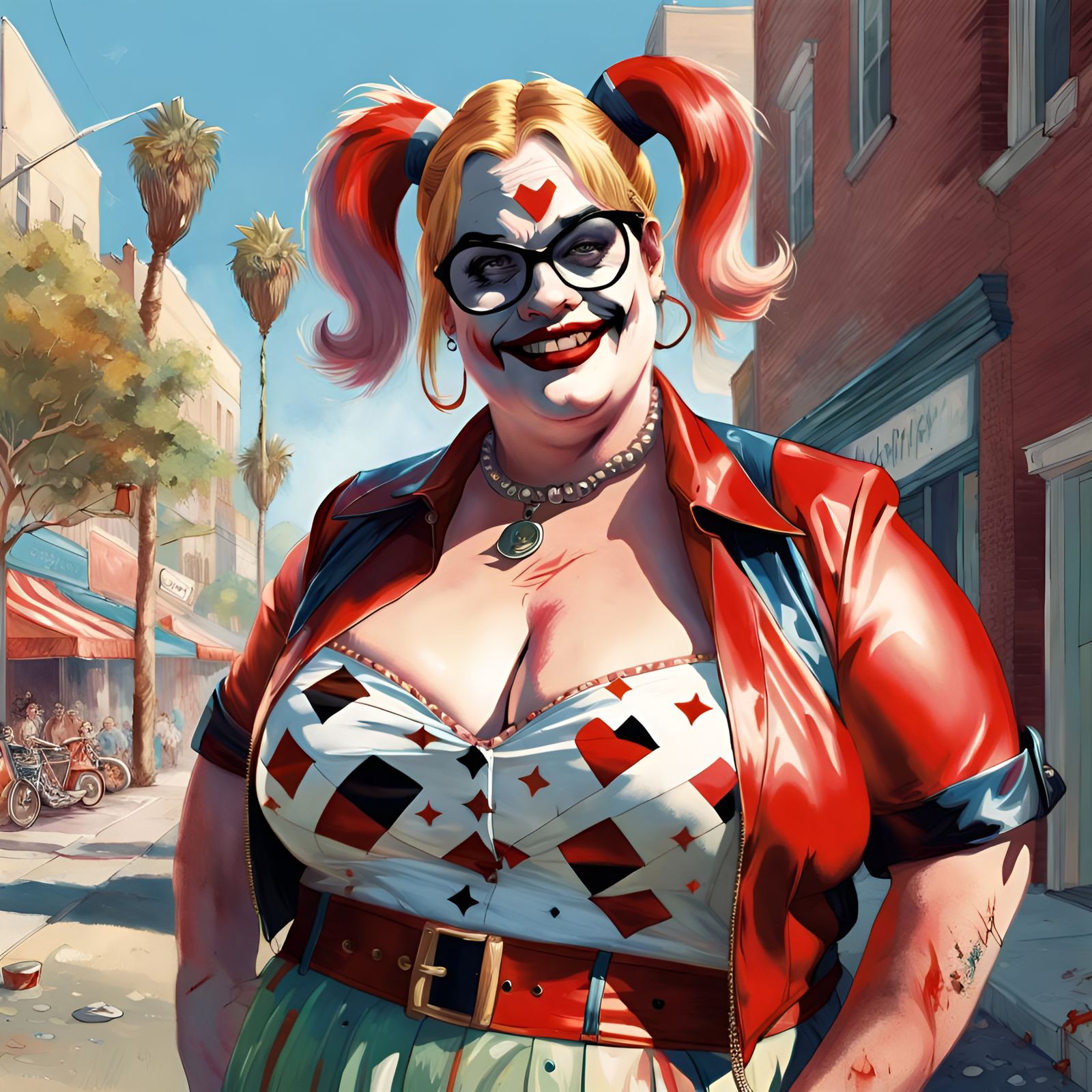 Man Dressed as Harley Quinn, Digital Illustration