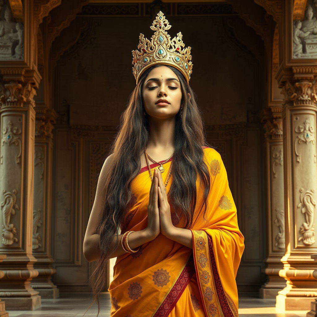 Yogi Woman in Palace, Detailed Matte Painting