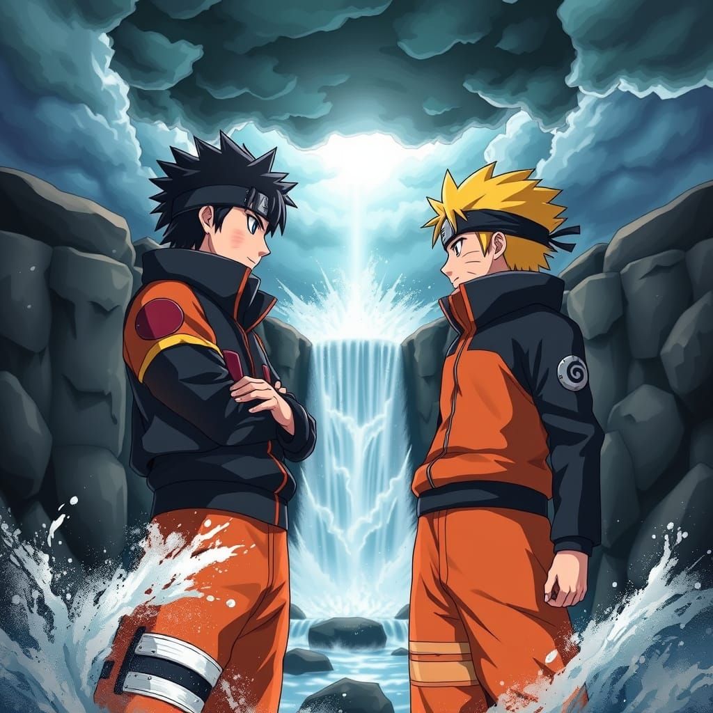 Naruto and Sasuke Face-Off: Manga Art