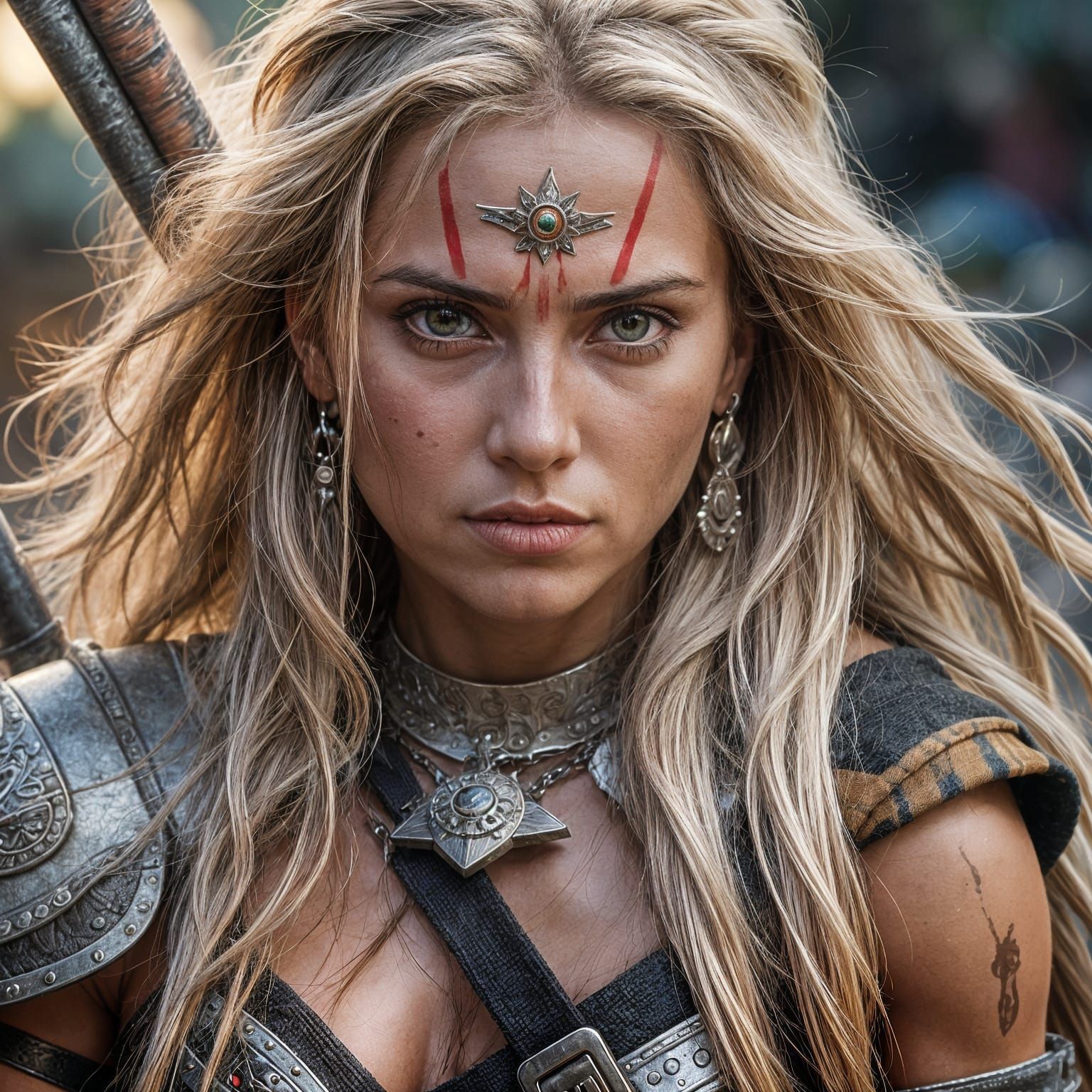 Nude Cimmerian Warrior Woman with Mace