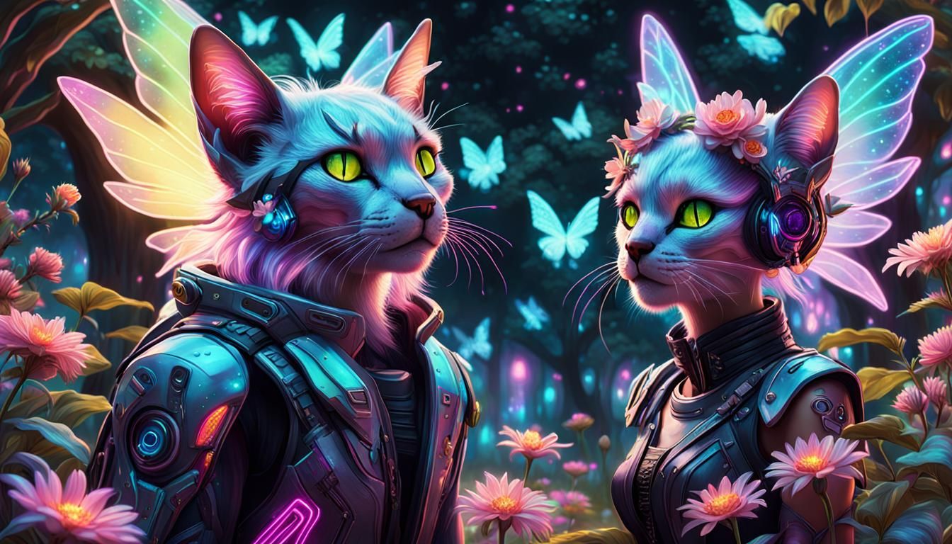 Cosmic Fairy and Cyberpunk Boyfriend in Fantasycore Style