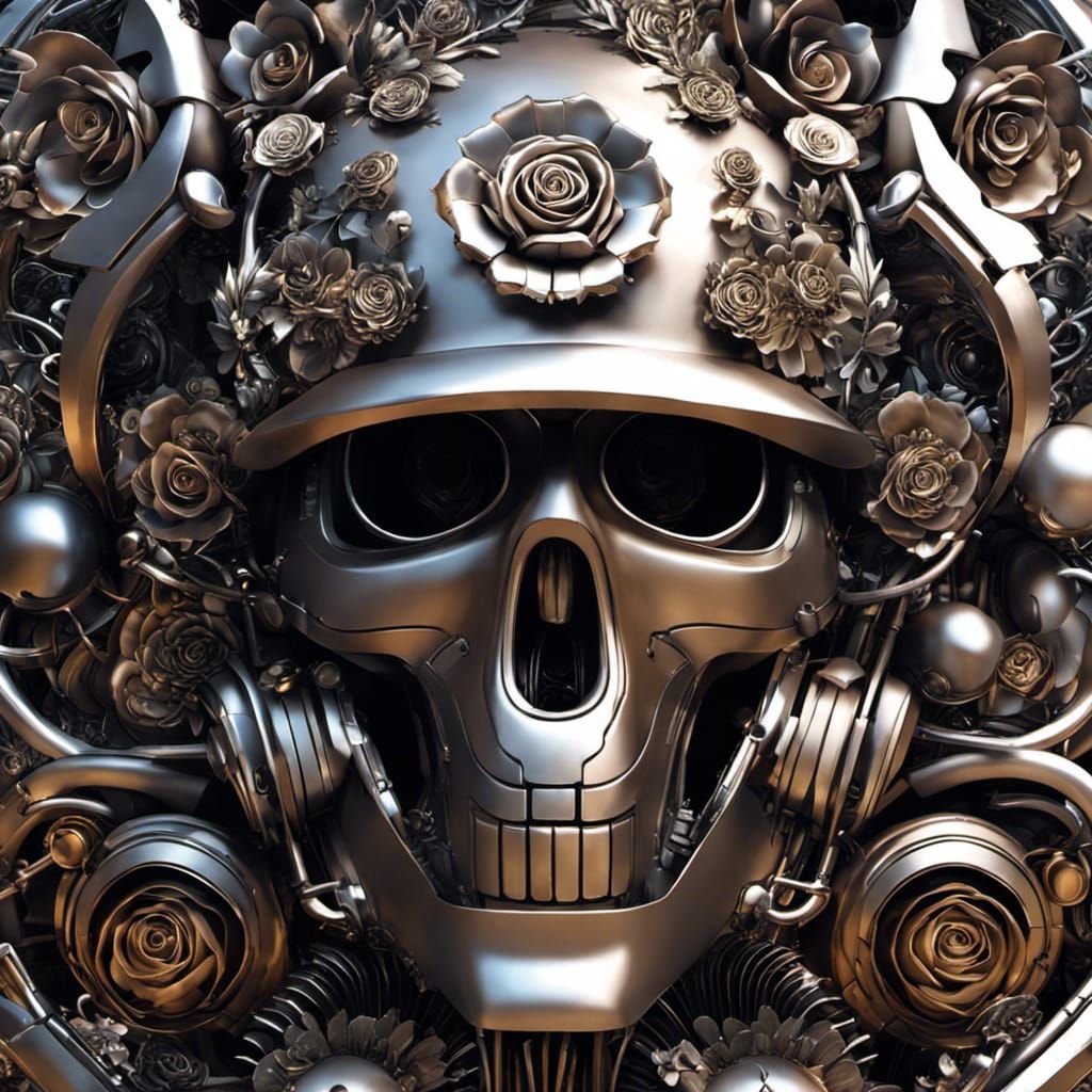 Metallic Cyberpunk Flowers: Silver Bouquet with Rivets