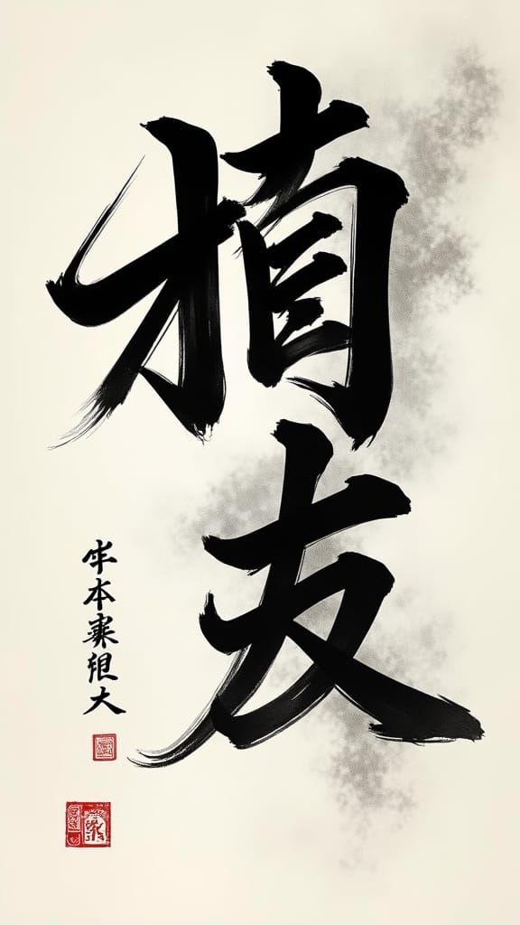 人生は愛: Calligraphy in Alcohol Ink Style