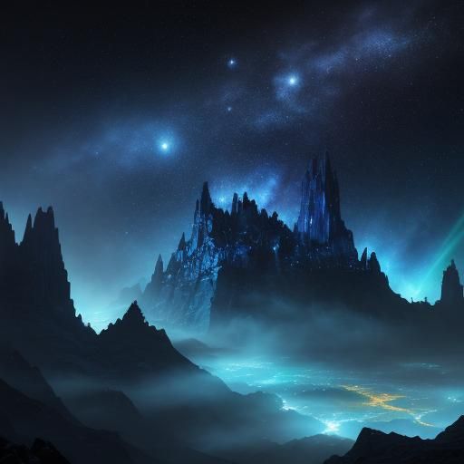 Mythical Galactic City Floating Among Nebulae