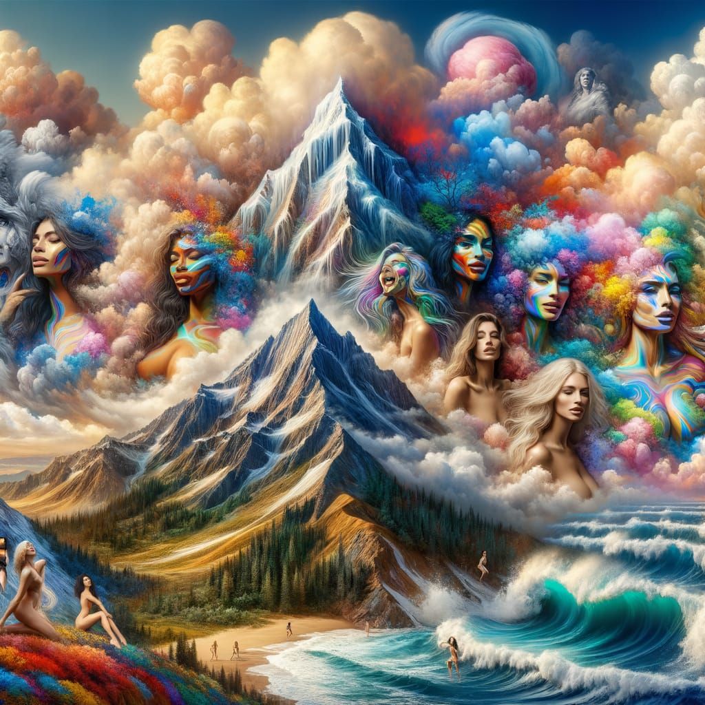 Nature's Personification Meets Human Beauty in Surreal Scene