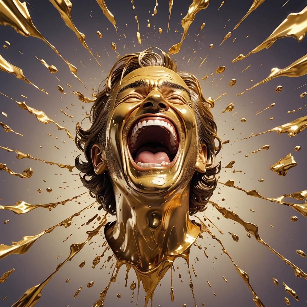 Hyperrealistic Laughing Face in Splash Art Style