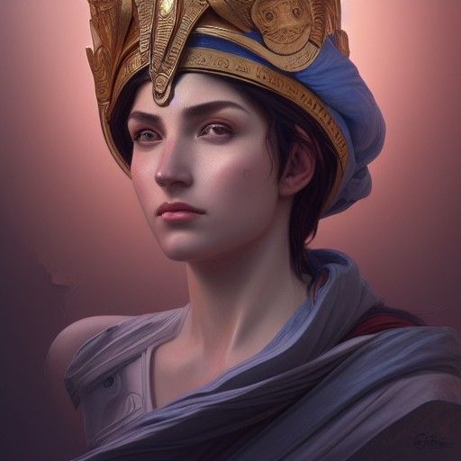 Athena Portrait in Dynamic Lighting, 8k Resolution