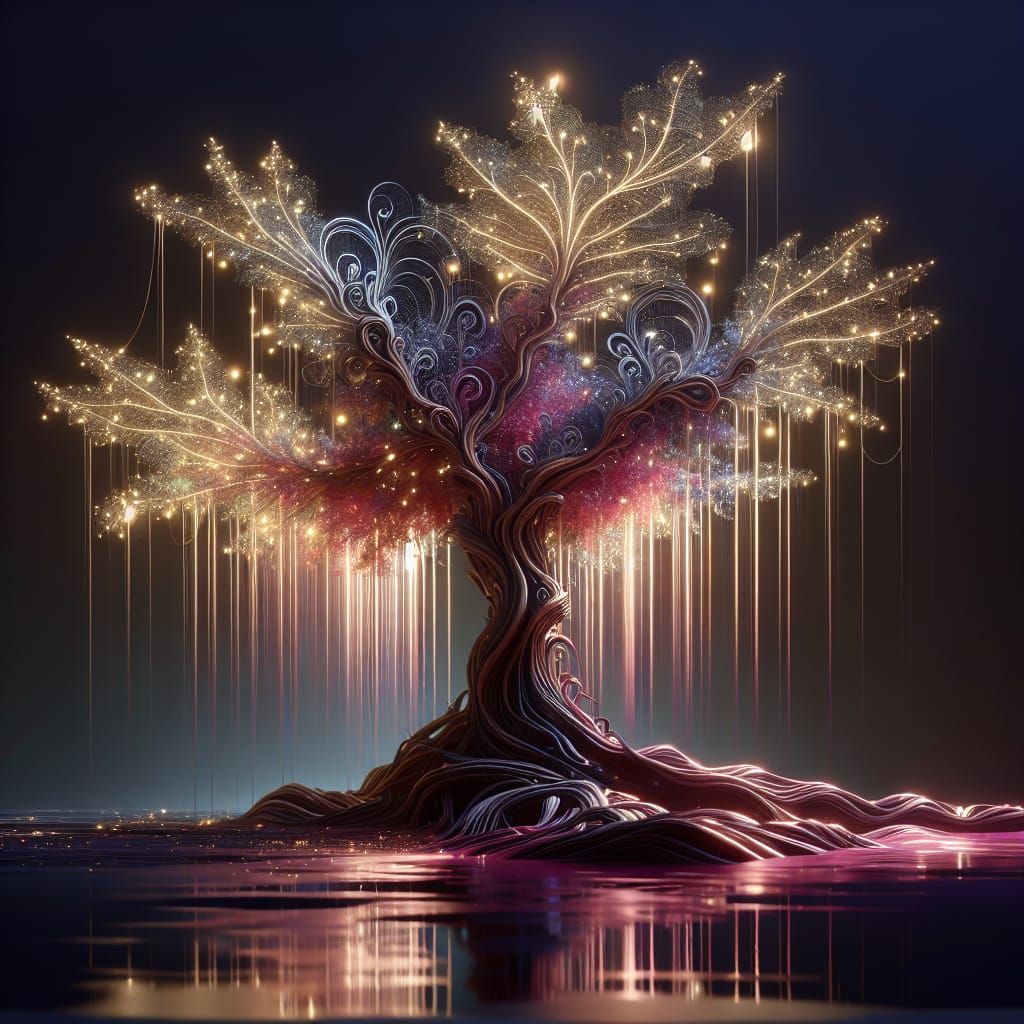 Enchanted Flyingtrees with Floral Gossamer Filigree Wings