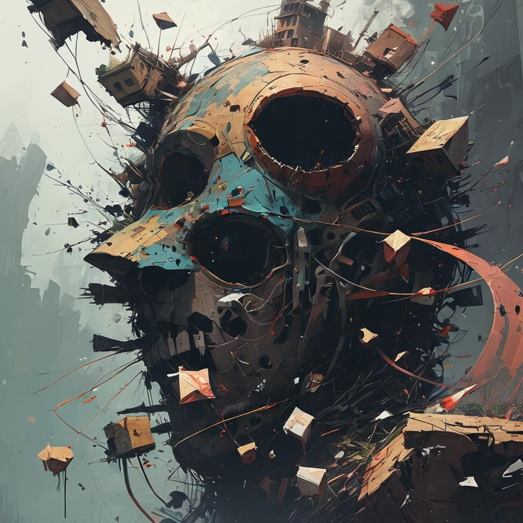 Surreal Anime Dreamscape of Fragmented Reality