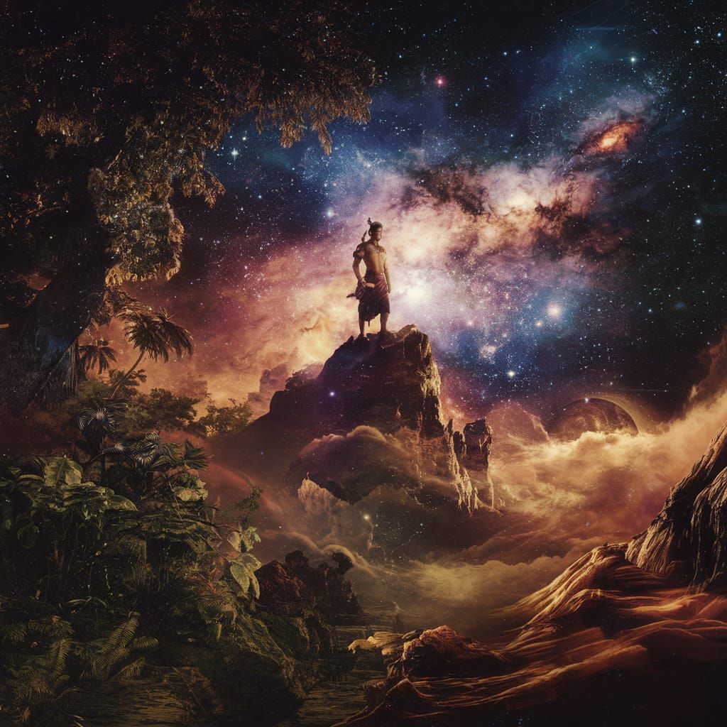 Lord Rama in Cosmic Forest Landscape
