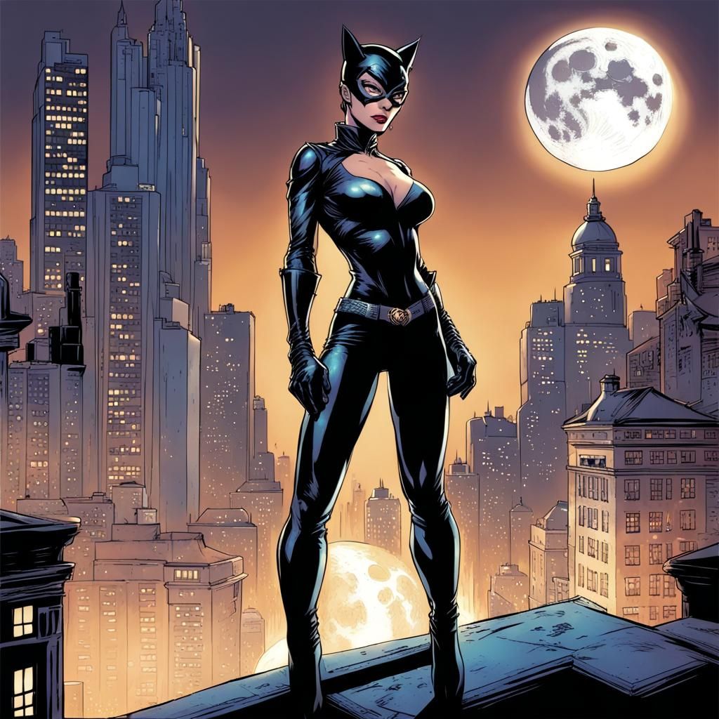 Catwoman in Comic Book Art Style